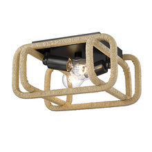  6085-FM BLK-NR - Camden Flush Mount in Matte Black with Natural Raphia Rope